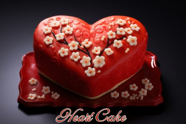 Beautifully decorated heart-shaped cake with frosting and vibrant toppings for a special occasion