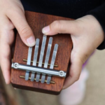 Stagg 21 Kalimba with tuning software displayed on a Mac screen