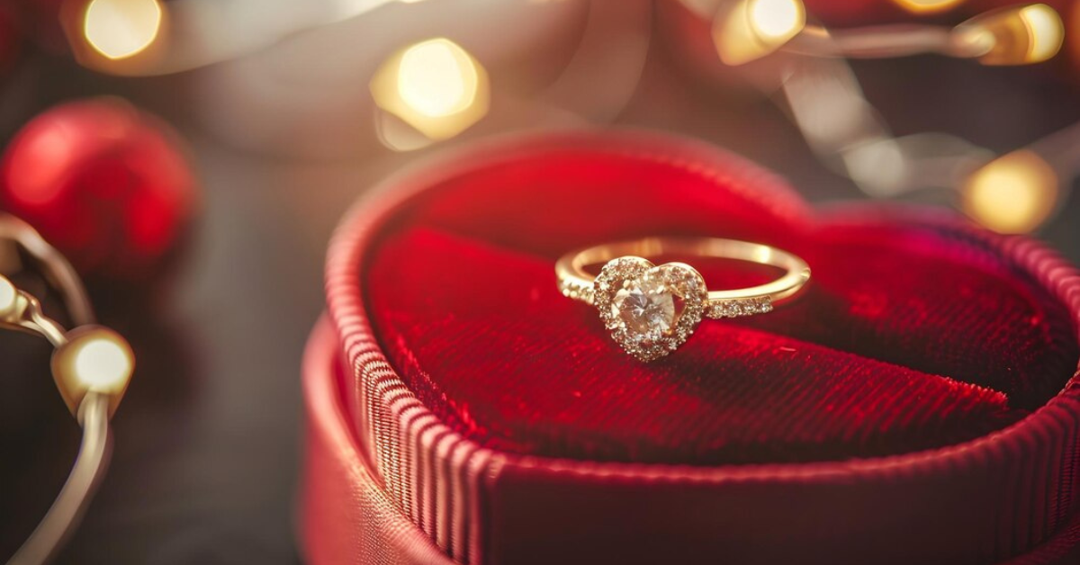 Heart shaped diamond band displayed elegantly on a soft velvet surface