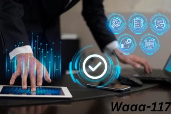 WAAA-117 technology concept with encryption, data processing, and remote operations across industries